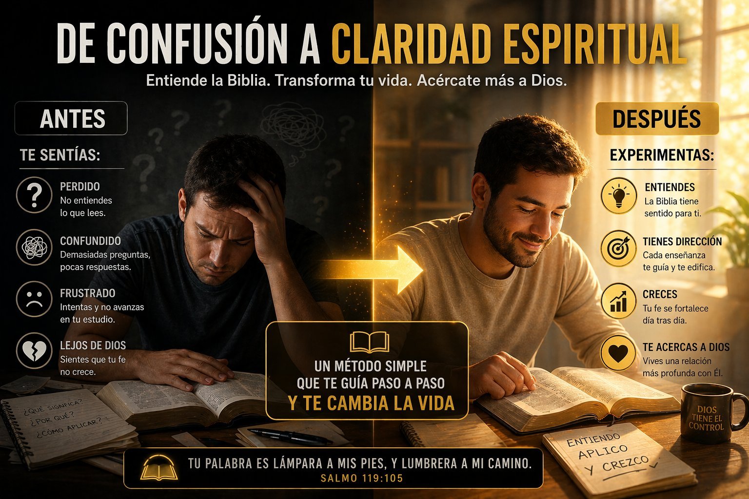 De Confusión a Claridad Espiritual — Antes y Después con Código Divino
